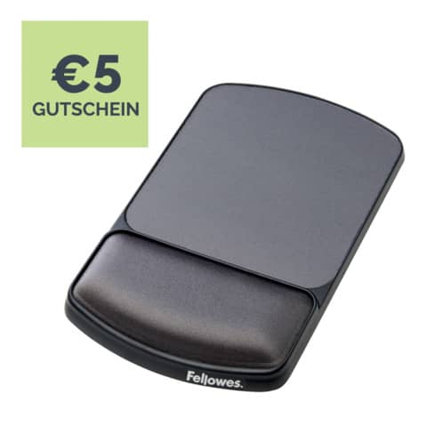 Tappetino mouse con poggiapolsi FELLOWES gel grafite 15,6x25x2,6 cm 9374001